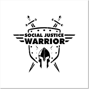 Social Justice Warrior (SJW) - funny shield, helmet and swords warrior Posters and Art